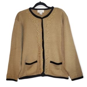 Vintage Croft & Barrow Button Front Cardigan Grandma Sweater Contrast